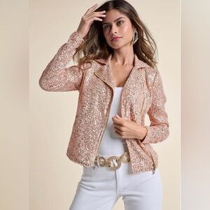 Sequin All Over Pink Crop Blazer